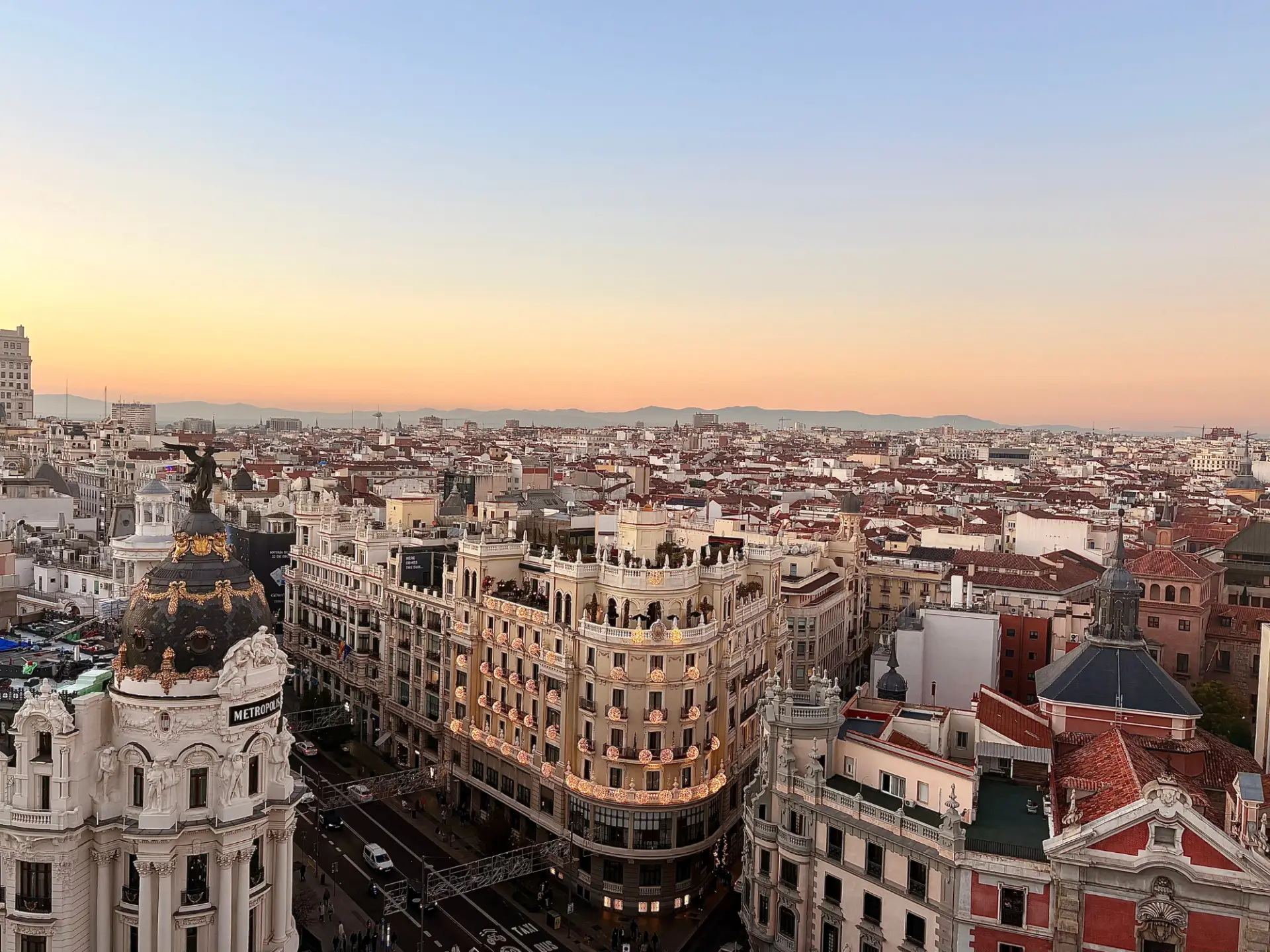 madrid at sunset skyline